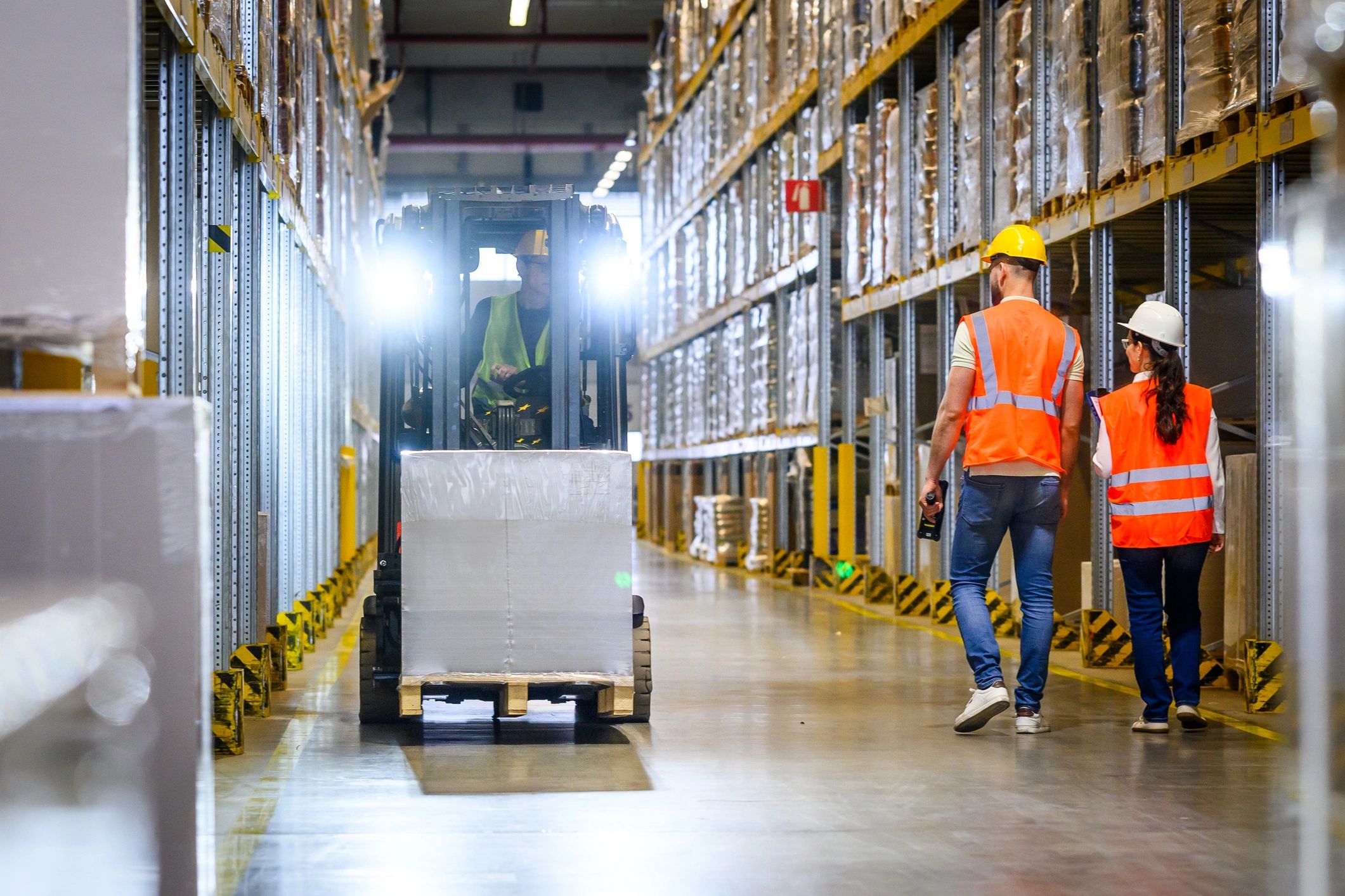 Warehouse operations team coordinating logistics