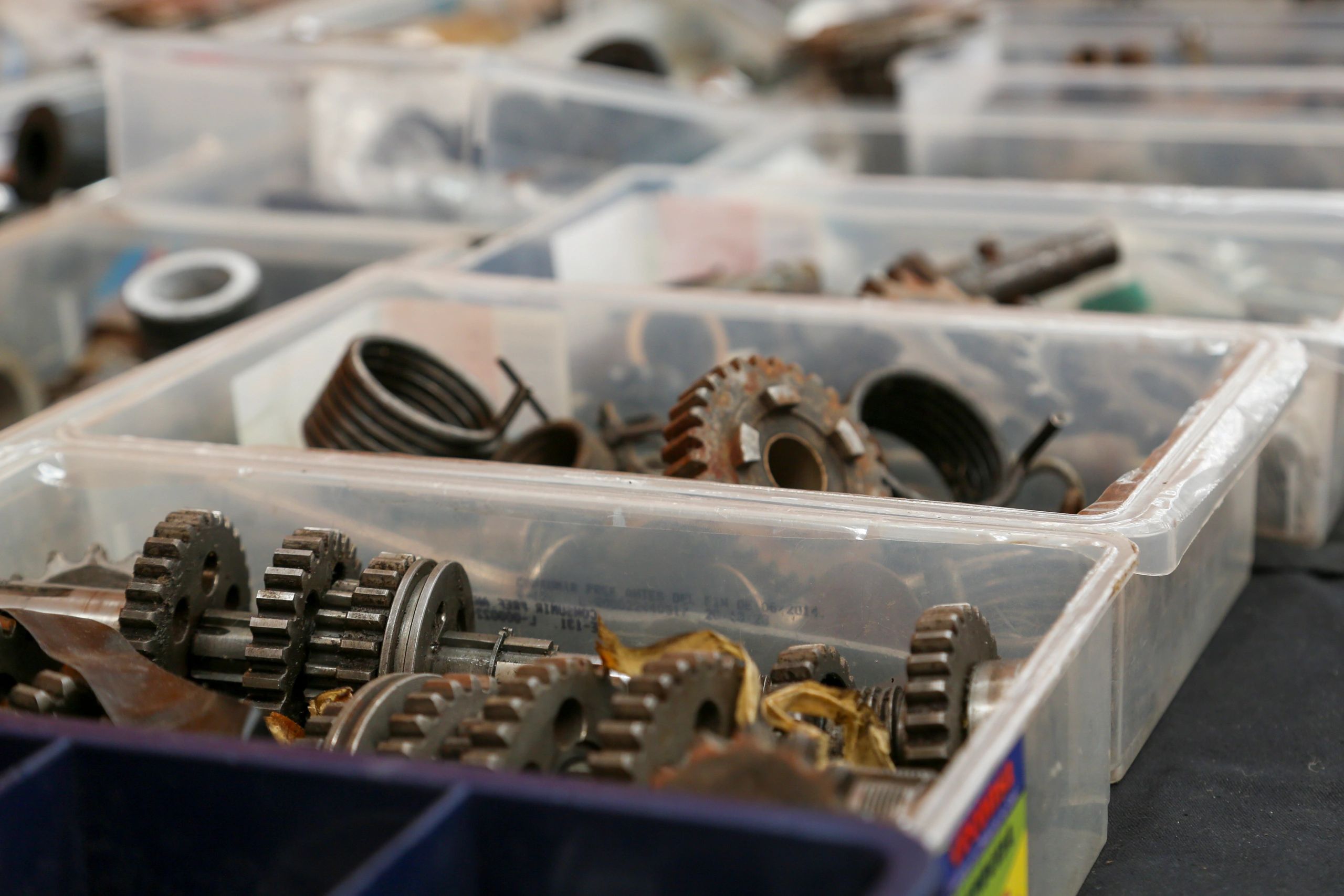 Assorted metal engine parts and components